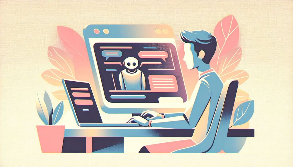 Person interacting with chatbot generating using LLM